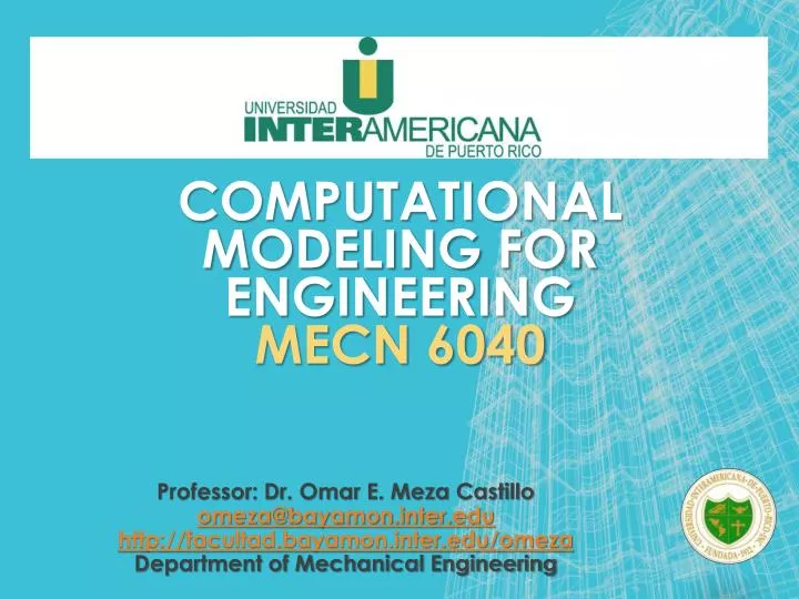 computational modeling for engineering mecn 6040