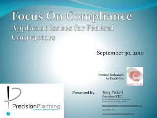 Focus On Compliance Applicant Issues for Federal Contractors