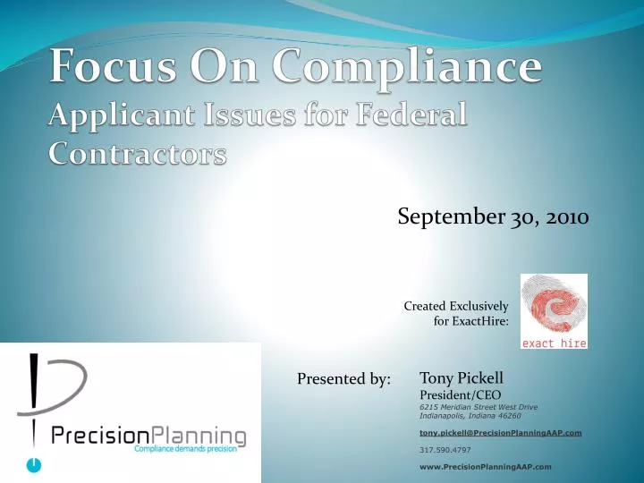 focus on compliance applicant issues for federal contractors