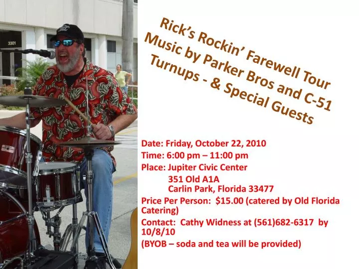 rick s rockin farewell tour music by parker bros and c 51 turnups special guests