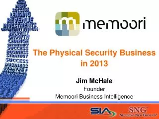 The Physical Security Business in 2013 Jim McHale Founder Memoori Business Intelligence
