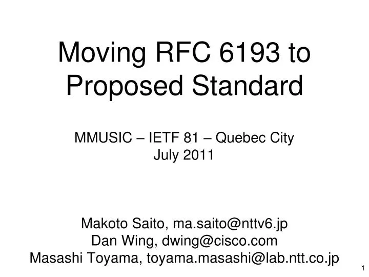 moving rfc 6193 to proposed standard mmusic ietf 81 quebec city july 2011