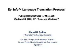 Harold H. Collins Information Technology Specialist