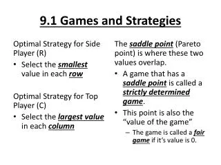 9.1 Games and Strategies