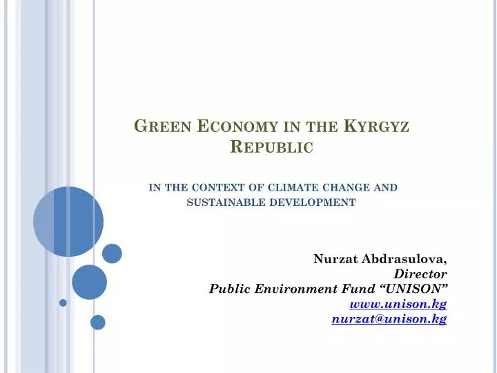 green economy in the kyrgyz republic in the context of climate change and sustainable development