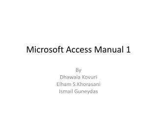 Microsoft Access Manual 1