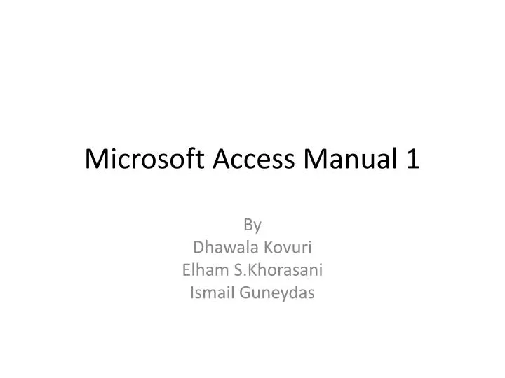 microsoft access manual 1