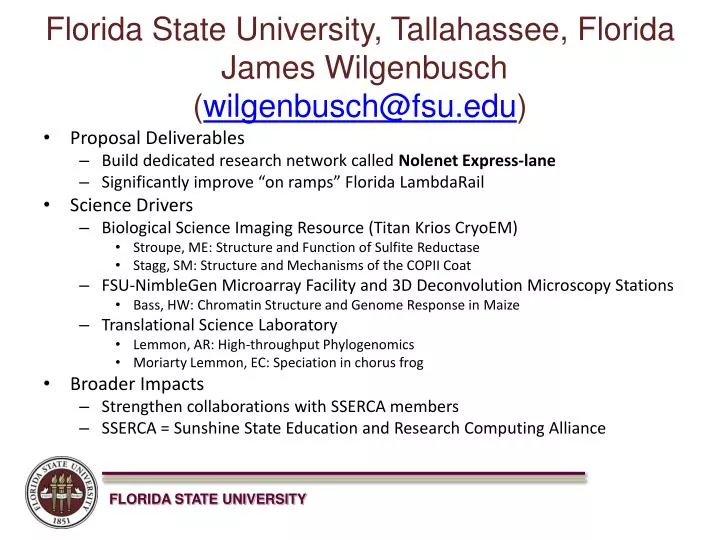 florida state university tallahassee florida james wilgenbusch wilgenbusch@fsu edu