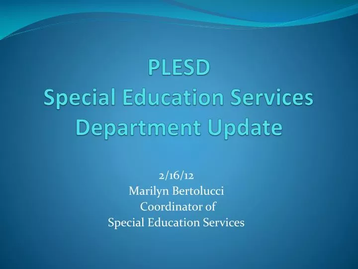 plesd special education services department update