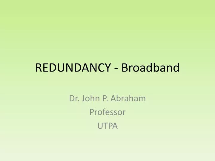 redundancy broadband