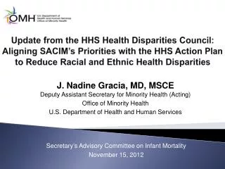 J. Nadine Gracia, MD, MSCE Deputy Assistant Secretary for Minority Health (Acting)
