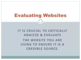 Evaluating Websites