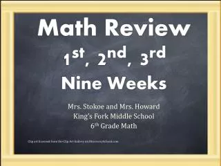 Math Review 1 st , 2 nd , 3 rd Nine Weeks