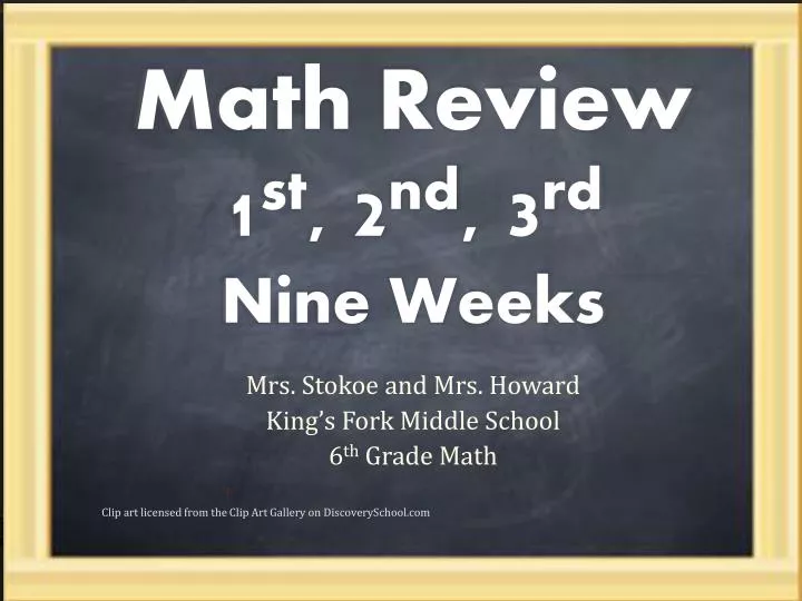 math review 1 st 2 nd 3 rd nine weeks