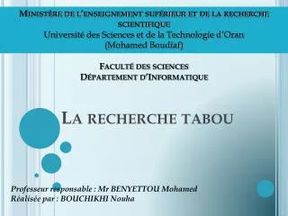 la recherche tabou