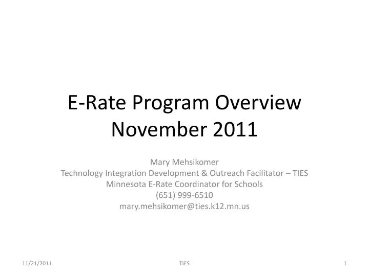 e rate program overview november 2011