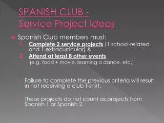 SPANISH CLUB - Service Project Ideas