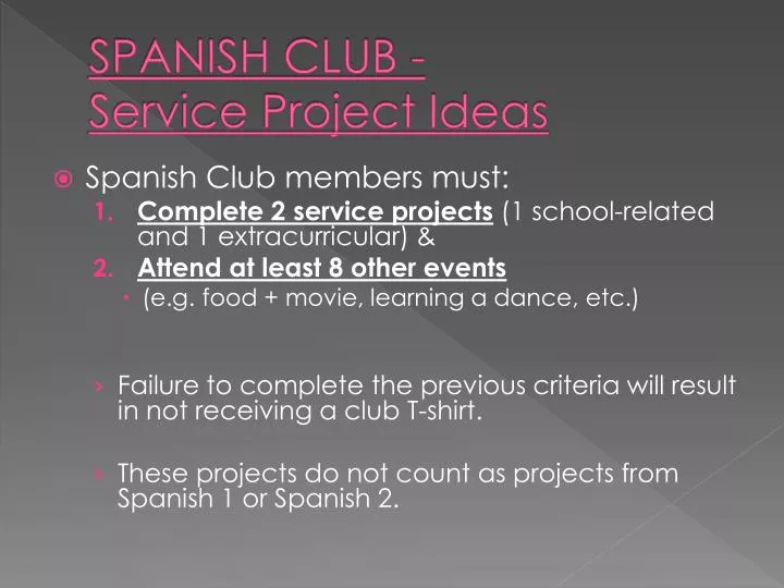 spanish club service project ideas