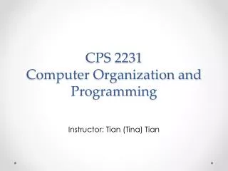 cps 2231 computer organization and programming