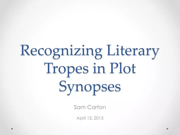 recognizing literary tropes in plot synopses