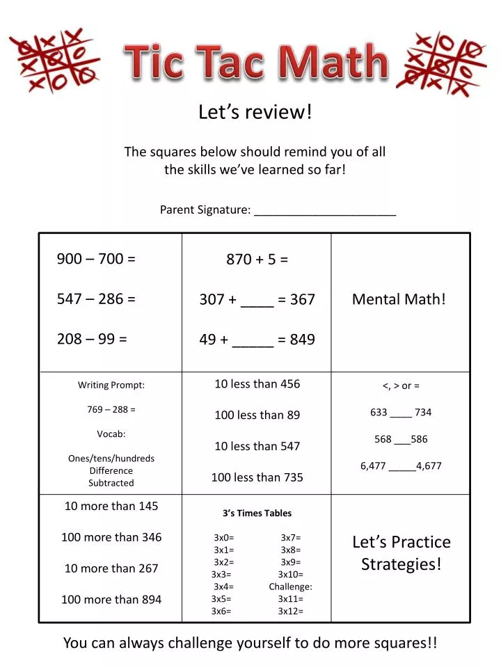 Math Tic Tac Toe: Fun Way to Practice Mental Math