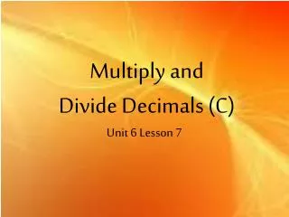 Multiply and Divide Decimals (C)