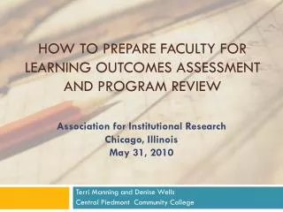 How to Prepare Faculty for Learning Outcomes Assessment and Program Review