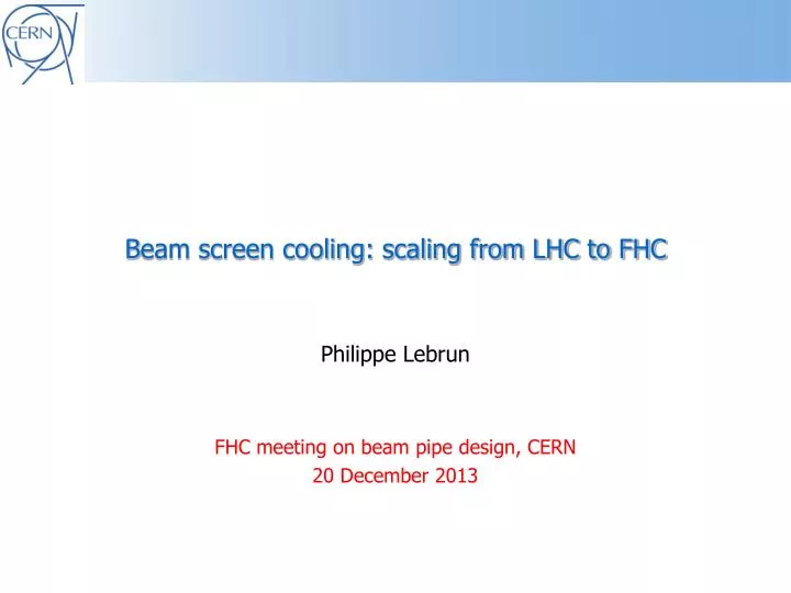 b eam screen cooling scaling from lhc to fhc