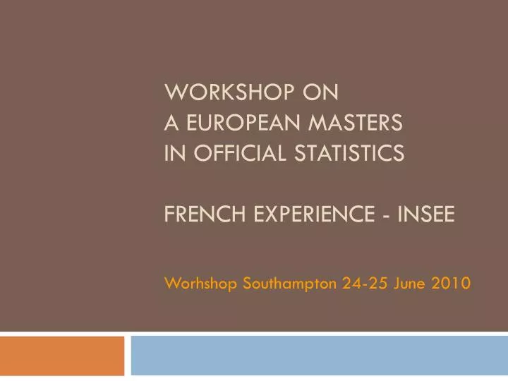 workshop on a european masters in official statistics french experience insee