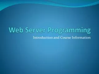 Web Server Programming