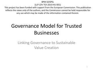 Governance Model for Trusted Businesses