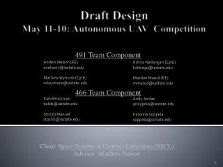 Draft Design May 11-10: Autonomous UAV Competitio n