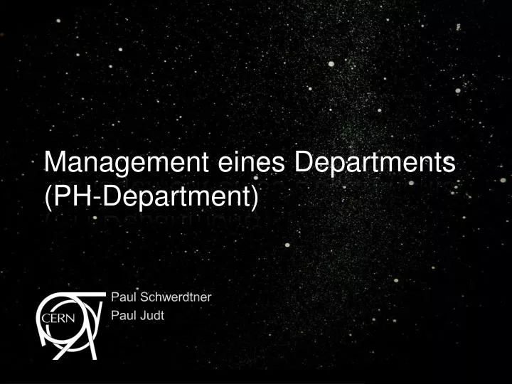 management eines departments ph department