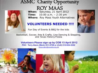 ASMC Charity Opportunity ROY MAAS