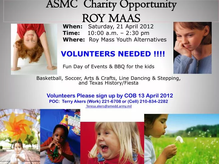 asmc charity opportunity roy maas