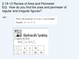 2-19-13 Review of Area and Perimeter