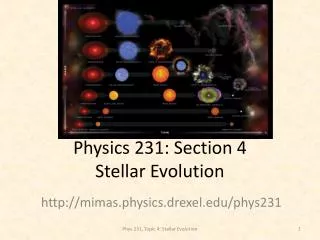 Physics 231: Section 4 Stellar Evolution