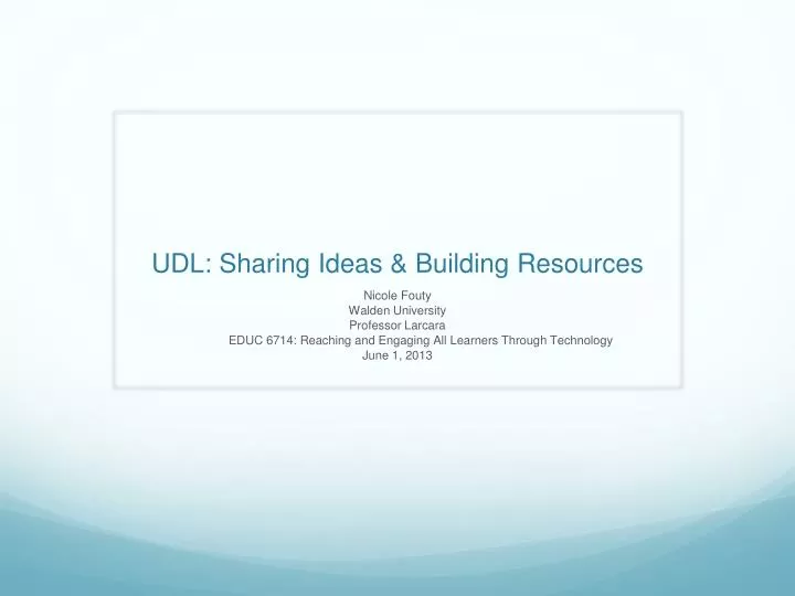udl sharing ideas building resources