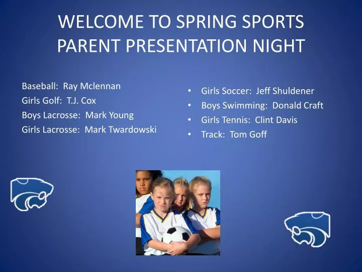 welcome to spring sports parent presentation night