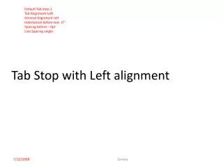 Tab Stop with Left alignment