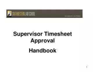 Supervisor Timesheet Approval Handbook