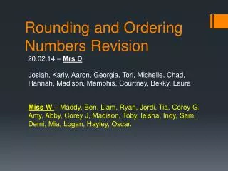 Rounding and Ordering Numbers Revision