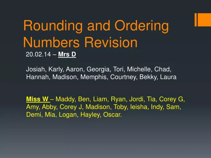 rounding and ordering numbers revision