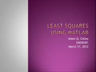 Least Squares using MatLab