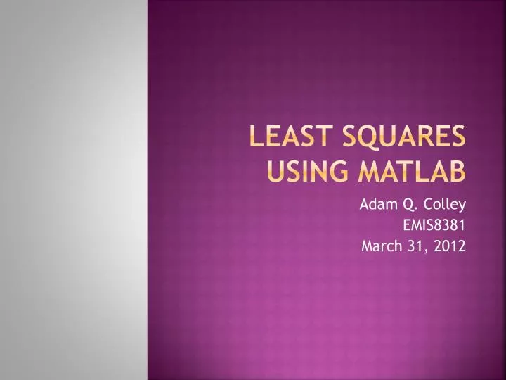 least squares using matlab