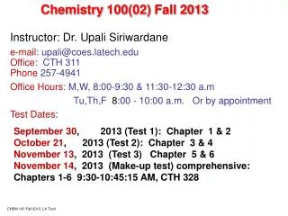 Chemistry 100(02) Fall 2013
