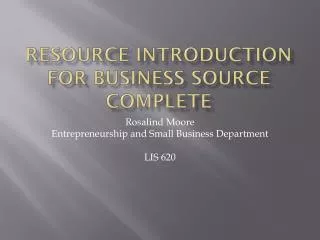 Resource Introduction for Business Source Complete