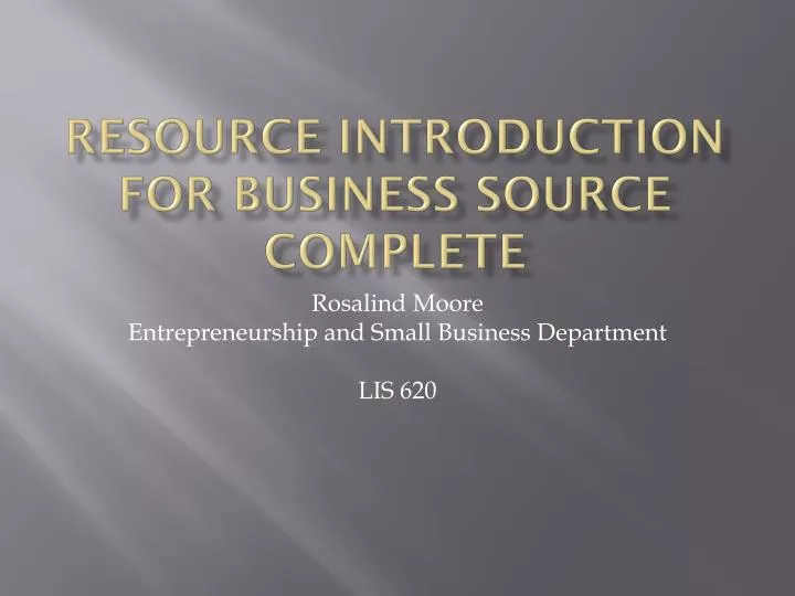 resource introduction for business source complete