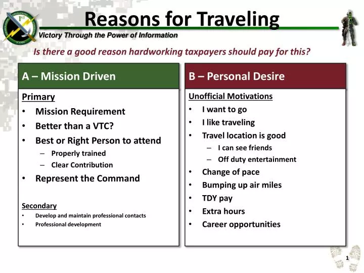 reasons for traveling
