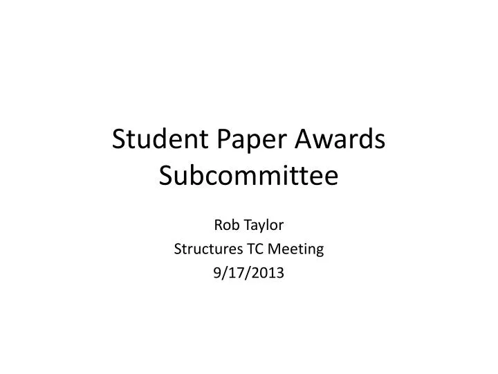 student paper awards subcommittee